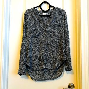 Long Sleeve Dynamite  Printed Black and White Blouse